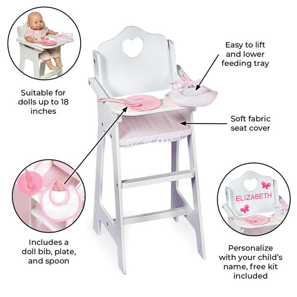 Badger Basket White Doll High Chair With Plate